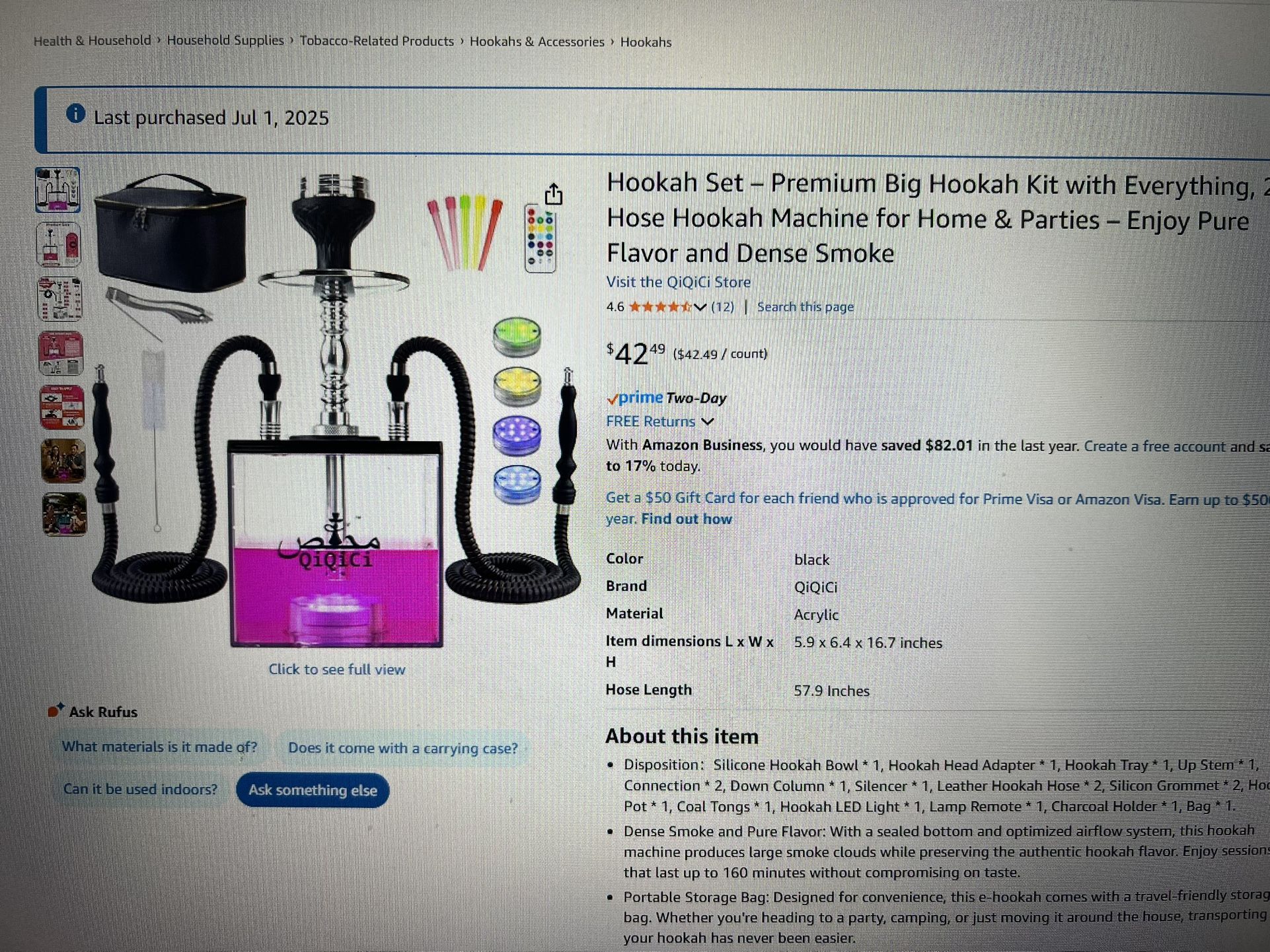 amazon set double hose home and parties W LED LIGHTS