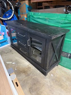 Chapleau Black Wood III 3 Drawer 4 Door Sideboard Buffet.