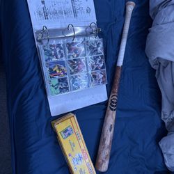 Sports Cards And Baseball Bat