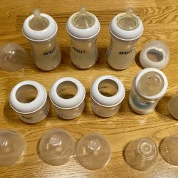 (8) Baby/Newborn Bottles Set, Avent Philips 4 oz,9 oz, Playtex