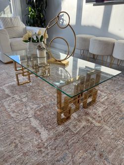 Modern glass gold coffee table