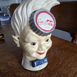 Vintage The Sprite Boy Head COCA COLA Coin/Piggy Bank Cast Iron Coke Collectible