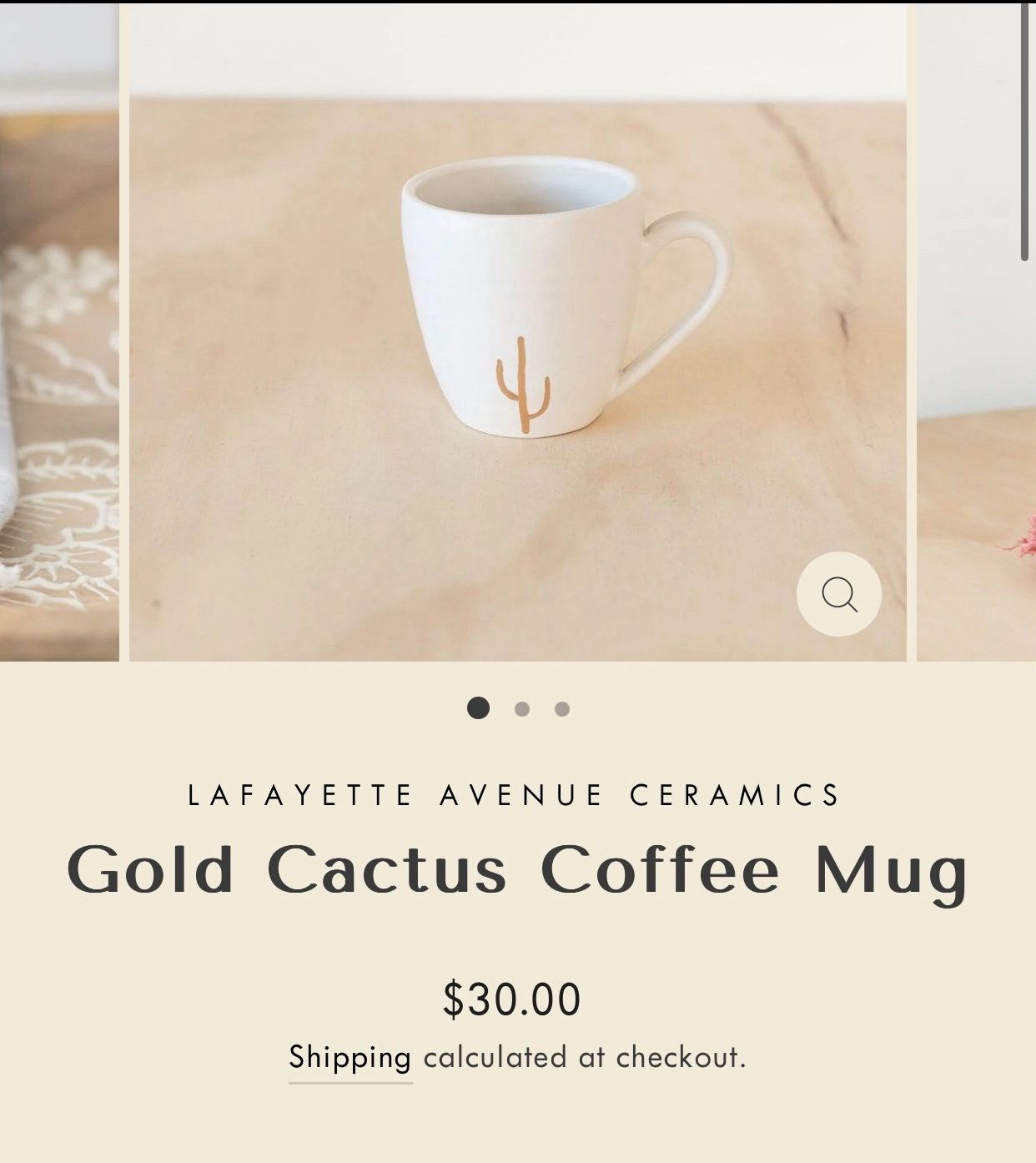 2 Lafayette Avenue Ceramics 14 k gold cactus mugs