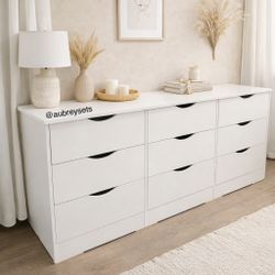 White 9 Drawer Dresser 