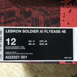 Lebron SOLDIER Xi Flyease 4E Size 12