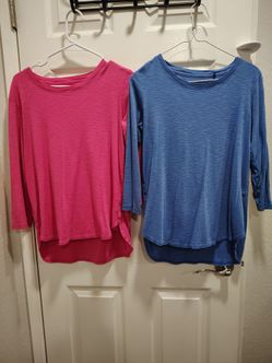 Lot of 2 Loose 3/4 Sleeve Tops Size S
