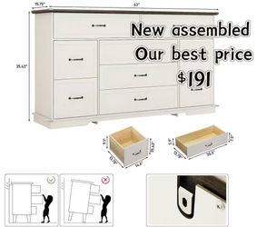 🥨Farmhouse 9 Drawer Dresser for Bedroom,63” Wood Dresser & Chest of Drawers with Power Outlets,Large & Wide Dressers for Bedroom,Tall Storage Dresser
