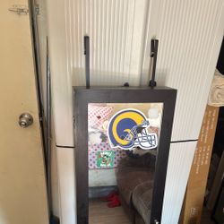 Wooden Hanging Mirror  Jewelry Holder 