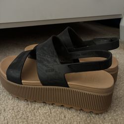 Reef Women's Black and Brown Platform Sandals Size 9