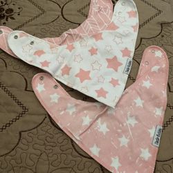 Pink Baby Bandana Drool Bibs for Girls 3 Pack Set for Newborns, Infants and Toddler