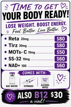 Reta 20mg / Tirz 30mg / Mots-C / SS32 / NAD+/ B12