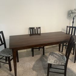 Handmade Wood Dining Room Table With 4 Chairs 36x71.5