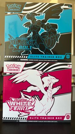 POKEMON ( 2) SEALED  ETB  SCARLET & VIOLET  BLACK BOLT & WHITE FLARE