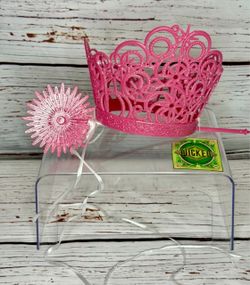 Wicked Glinda Pink Glitter Crown & Wand set