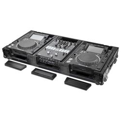 Open Box: Odyssey FZ10CDJWXDBL Extra Deep 10″ Format DJ Mixer and Two Large Format Media Players Coffin Flight Case - Black