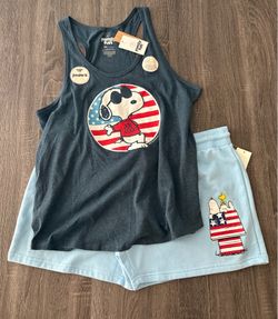 Snoopy 4th July shorts shirt 2X