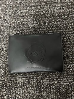 Viktor & Rolf Medium Cosmetic Pouch Black Faux Leather Zip Closure