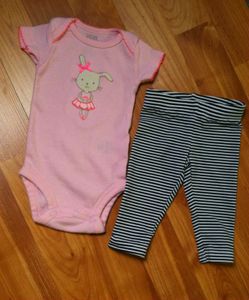 NB Carter's onesie & stripe leggings