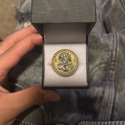 10k Jesus Ring Two Tone 