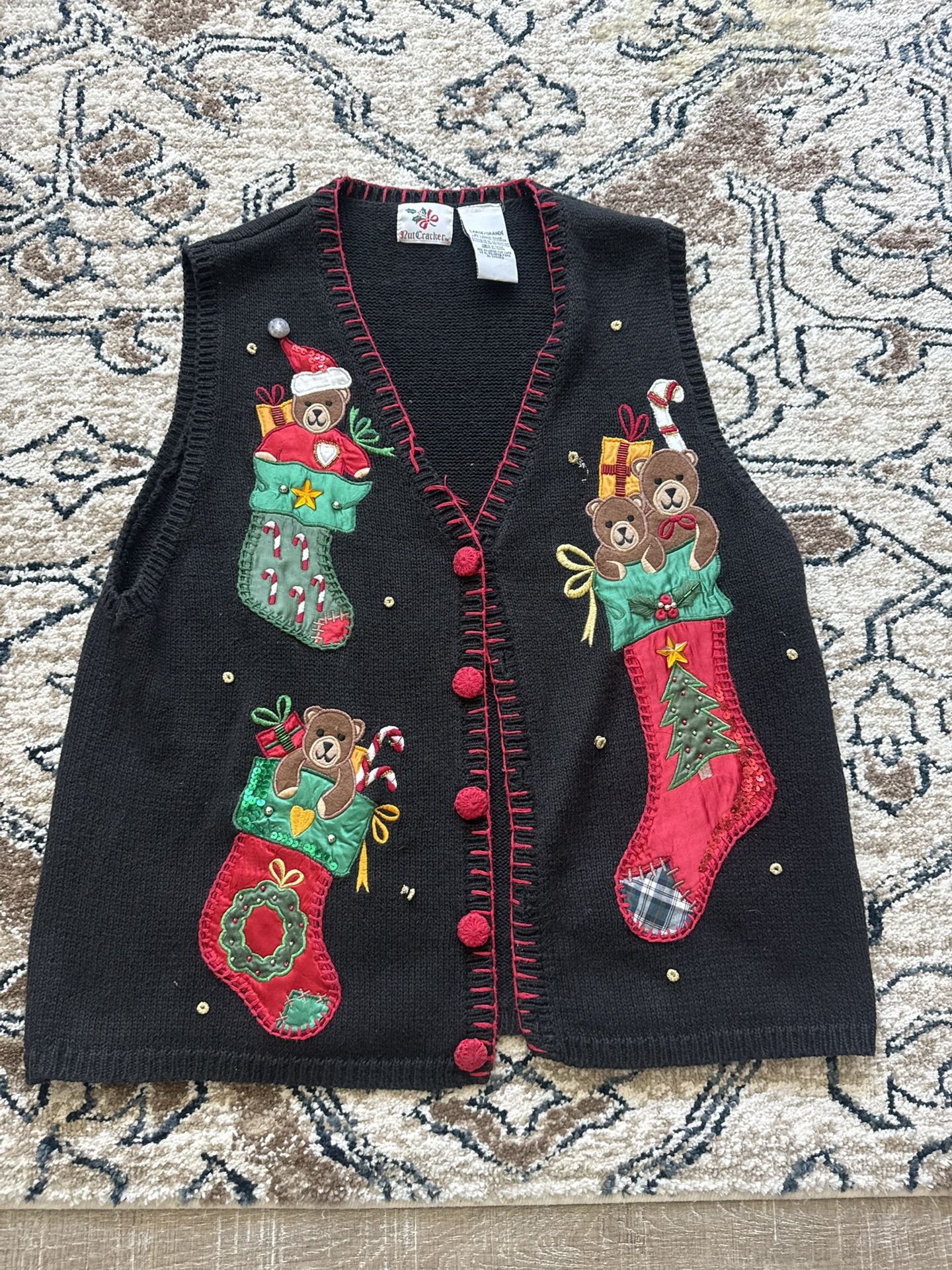 Vintage Nutcracker Women’s Christmas Holiday Teddy Bear Vest