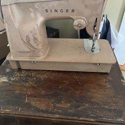 Antique Singer Sewing Machine And Table