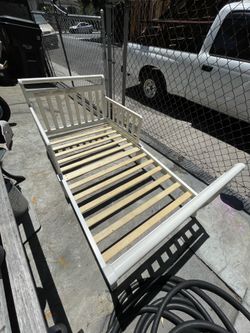 Toddler Wood Bedframe and Mattress (read description)