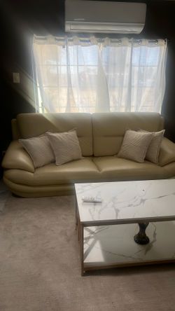 Leather beige sofa set