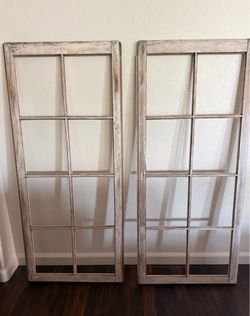Pair of Rustic Wood Window Frames