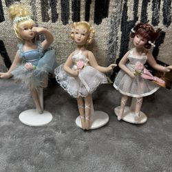 3pcs Victorian Beauty Porcelain Ballerina