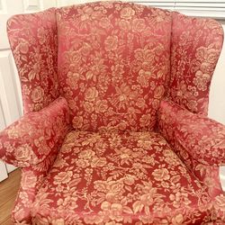 Drexel Heritage Wingback Chair With Ottoman 