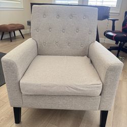 Dycanpo 18.5"H Linen Color Accent Chair Upholstered Modern Armchairs for Home Living Room