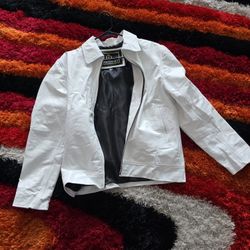 Leather Jacket for Men M Size White Color, Blanco Color