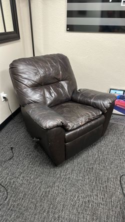 Brown leather recliner chair