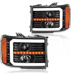 Projector Headlights Pair with LED DRL and Amber Turn Signal