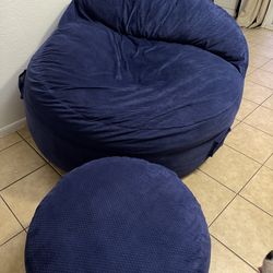 Navy Blue CordaRoy with Queen Mattress