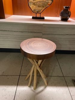 Solid Wood Rustic Pedestal Side Table
