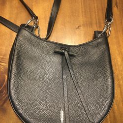 Thacker Black Leather Crossbody Bag