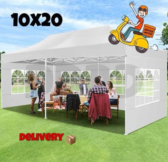 🤍10x20\' Heavy Duty Enclosed Pop Up Canopy Folding with 4 Sidewalls for Outdoor Event Vendor Farmer Flea Market Tent 🤍🤍🤍