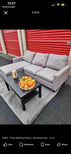 Grey L Sectional Couch