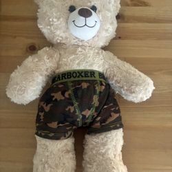 Brown Build-A-Bear Plush with Camouflage Shorts