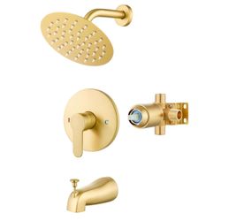 Shower Faucet Set with Tub Spout,6" Bathtub Faucet-Brushed Gold $75