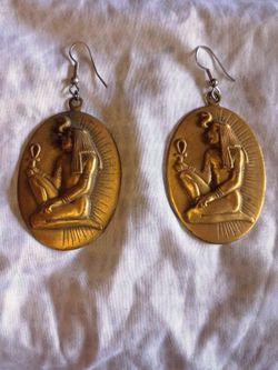 Egyptian pharoe coin style dangle earrings
