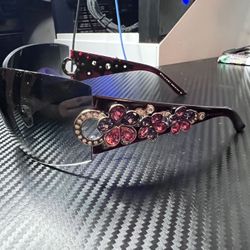 Bvlgari Sunglasses Ltd. Ed. Flower 652-b Pink and Purple Crystal Shield