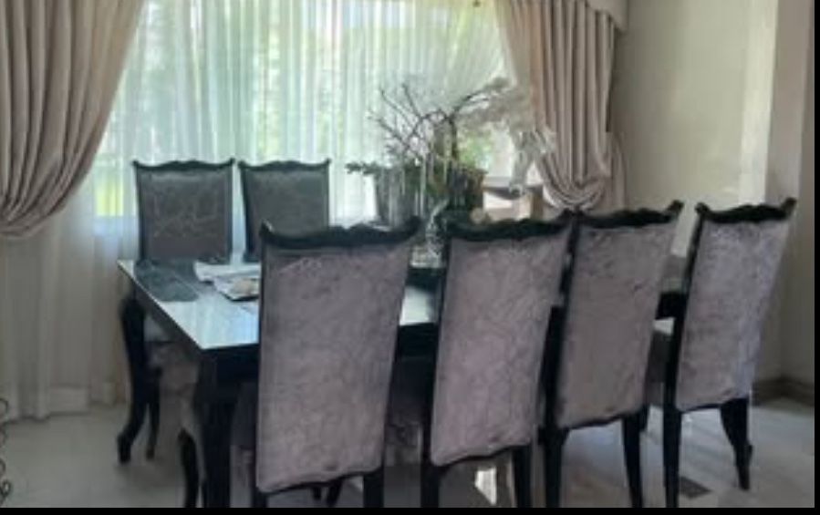 Dining Room Set  (table, 8 Chairs, Buffet And Credenza, Coffee Table ( All Made In Italy Armani Xaviera) + Living Room Set 