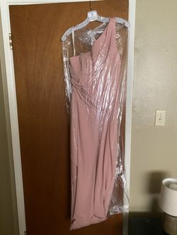 David s Bridal one shoulder georgette cascade bridesmaids dress in