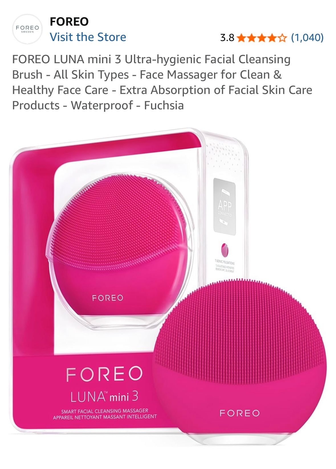 FOREO LUNA mini 3 Ultra hygienic Facial Cleansing Brush All Skin Types Face Massager for Clean & Healthy Face Care Extra Absorption of Facial Sk