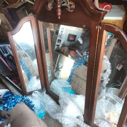 Large Three Gold Out Dresser Top Mirror
