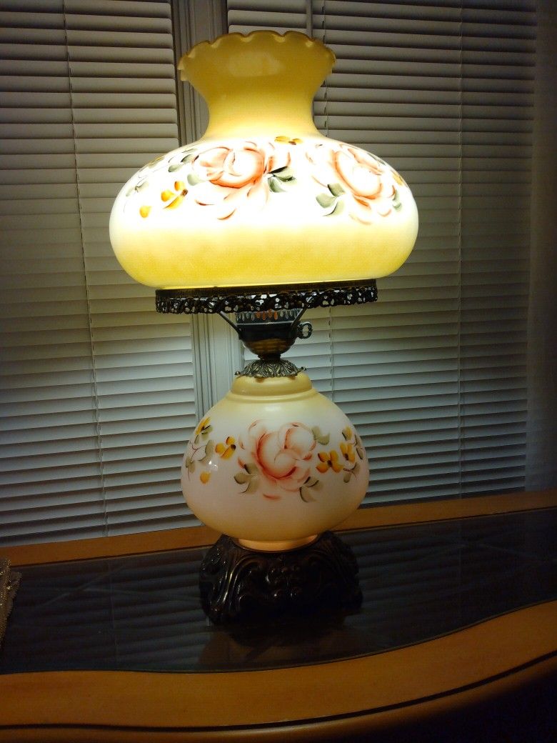 Antique/Vintage Falkenstein Floral Hurricane Lamp