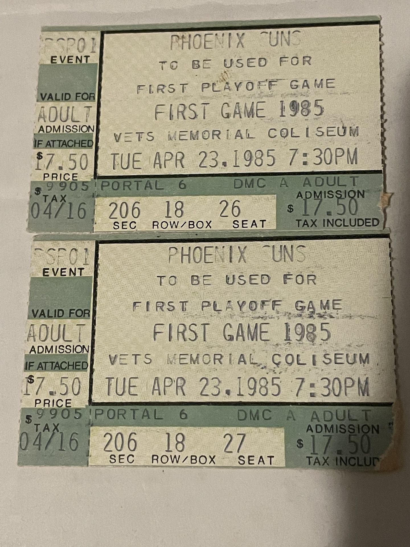 1985 APR 23, PHOENIX SUNS FIRST PLAYOFF GAME