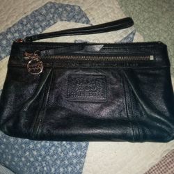 Coach Poppy Black Leather Wristlet 